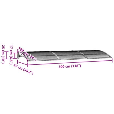 vidaXL Vchodová strieška sivá 300x100 cm polykarbonát