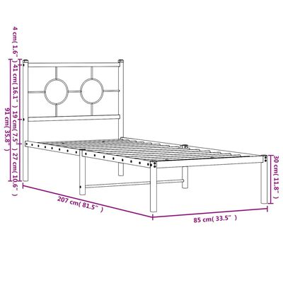 vidaXL Kovový rám postele s čelom čierny 80x200 cm