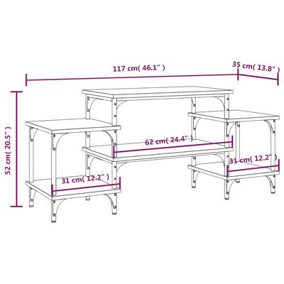 vidaXL TV skrinka dymový dub 117x35x52 cm spracované drevo