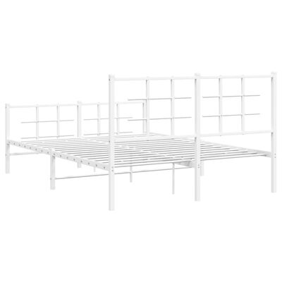 vidaXL Kovový rám postele s čelom a podnožkou biely 135x190 cm