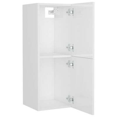 vidaXL Kúpeľňová skrinka, lesklá biela 30x30x80 cm, kompozitné drevo