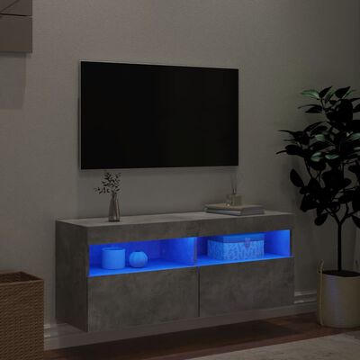 vidaXL TV nástenná skrinka s LED svetlami betónovo sivá 100x30x40 cm
