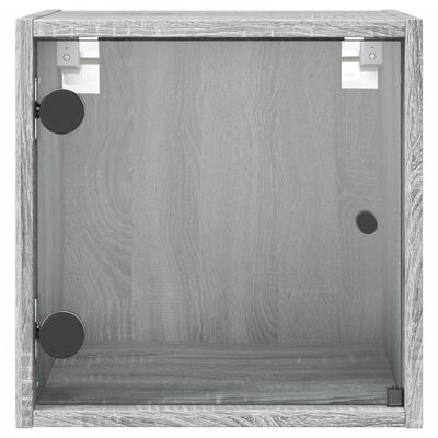 vidaXL Nočné skrinky so sklenenými dverami 2 ks sivé sonoma 35x37x35cm