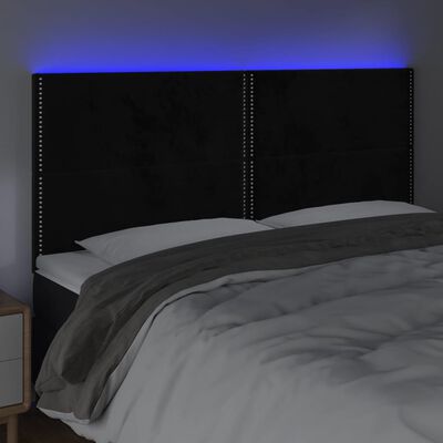 vidaXL Čelo postele s LED čierne 180x5x118/128 cm zamat