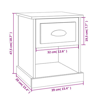 vidaXL Nočné stolíky 2 ks betónovo sivé 39x39x47,5 cm spracované drevo