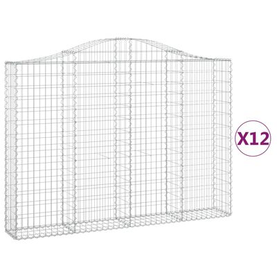 vidaXL Oblúkové gabionové koše 12 ks 200x30x140/160 cm pozink. železo