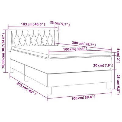 vidaXL Boxspring posteľ s matracom bledosivý 100x200 cm látka