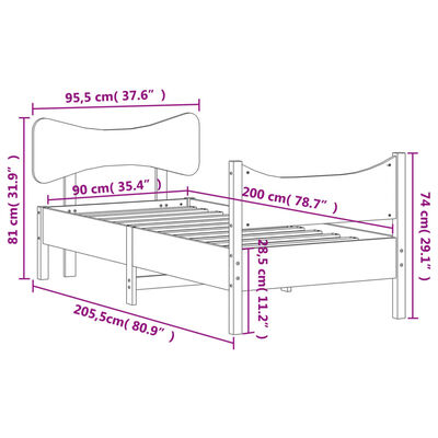 vidaXL Posteľ bez matraca biely 150x200 cm masívna borovica