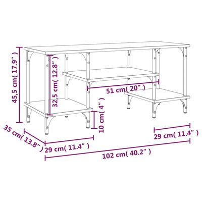 vidaXL TV skrinka dymový dub 102x35x45,5 cm kompozitné drevo