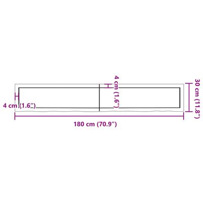 vidaXL Kúpeľňová doska 180x30x(2-6) cm, neošetrený masív