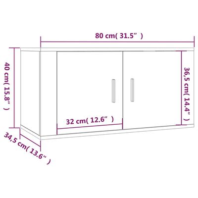 vidaXL Nástenné TV skrinky 2 ks betónovo-sivé 80x34,5x40 cm