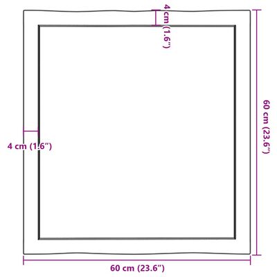 vidaXL Stolová doska 60x60x(2-6) cm neošetrený masív živé hrany