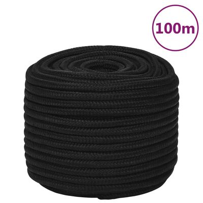 vidaXL Pracovné lano čierne 12 mm 100 m polyester