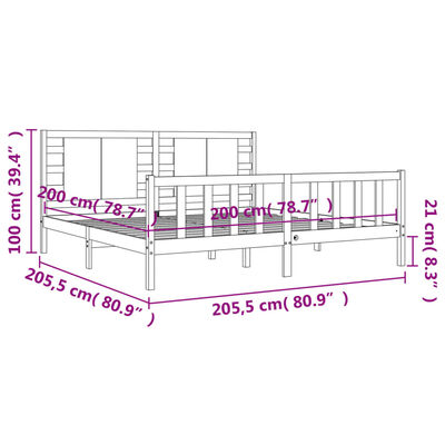 vidaXL Posteľný rám s čelom medovo-hnedý 200x200 cm masívne drevo