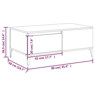 vidaXL Konferenčný stolík betónový sivý 90x50x36,5 cm spracované drevo