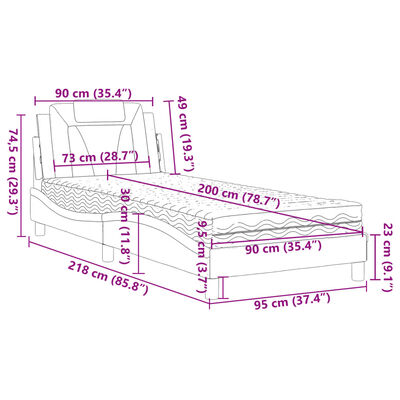 vidaXL Posteľ s matracom hnedá 90x200 cm umelá koža