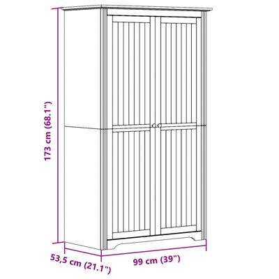 vidaXL Šatník BODO biely 99x53,5x173 cm masívna borovica