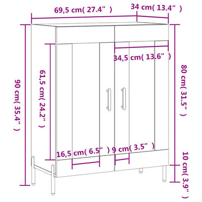 vidaXL Komoda lesklá biela 69,5x34x90 cm spracované drevo