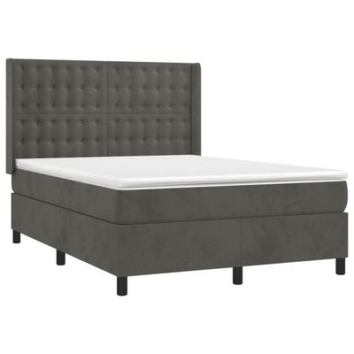 vidaXL Posteľný rám boxspring s matracom tmavosivý 140x200 cm zamat