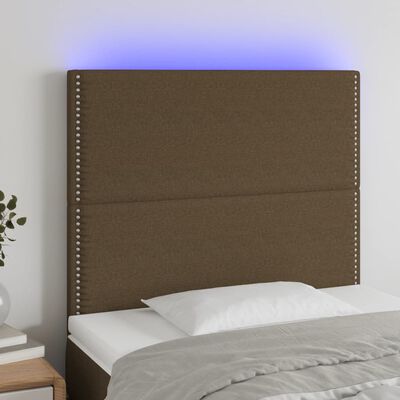 vidaXL Čelo postele s LED tmavohendé 80x5x118/128 cm látka