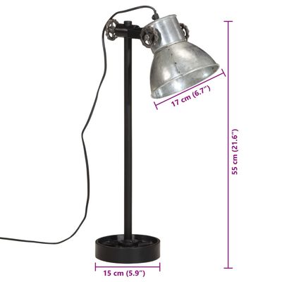 vidaXL Stolová lampa 25 W starožitná strieborná 15x15x55 cm E27