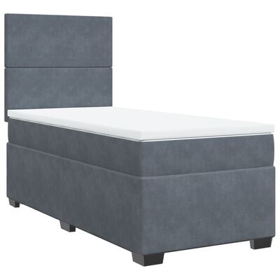 vidaXL Posteľný rám boxspring s matracom tmavosivý 80x200 cm zamat