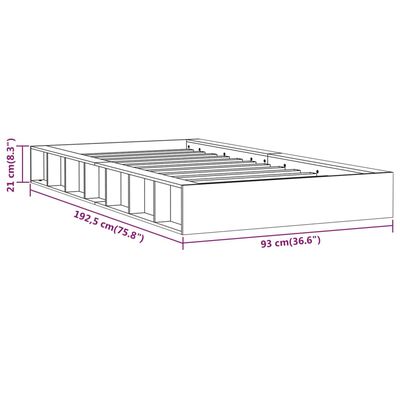 vidaXL Posteľný rám sivý 75x190 cm 2FT6 malé jednolôžko masívne drevo