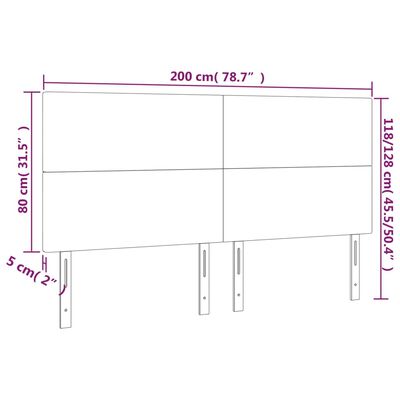 vidaXL Čelá postele 4 ks tmavomodrá 100x5x78/88 cm zamat