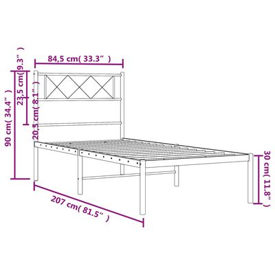 vidaXL Kovový rám postele s čelom čierny 80x200 cm