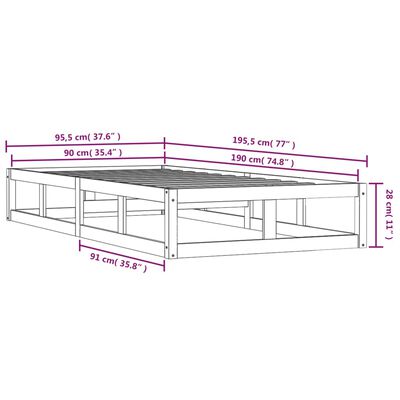 vidaXL Posteľný rám 75x190 cm 3FT jednolôžko masívne drevo