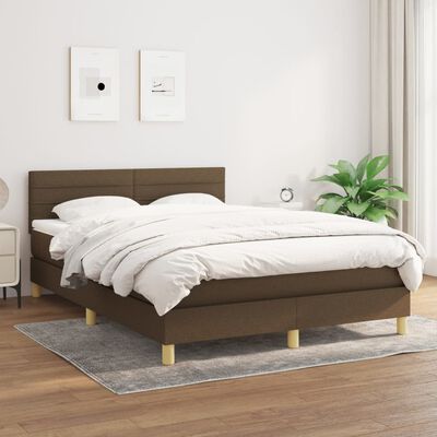 vidaXL Boxspring posteľ s matracom tmavohnedá 140x200 cm látka