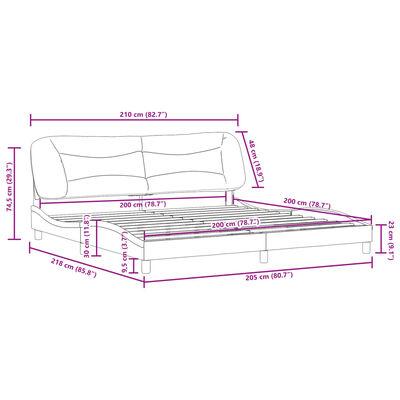 vidaXL Posteľ bez matraca modrá 200x200 cm látka