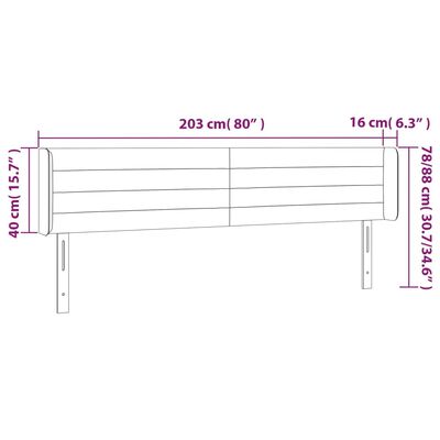 vidaXL Čelo postele s LED tmavozelené 203x16x78/88 cm zamat