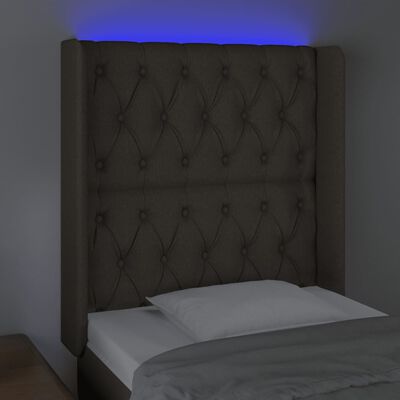 vidaXL Čelo postele s LED sivohnedé 83x16x118/128 cm látka