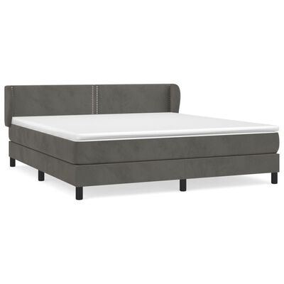 vidaXL Posteľný rám boxspring s matracom tmavosivý 180x200 cm zamat