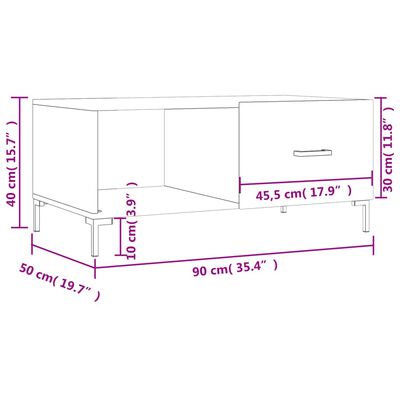 vidaXL Konferenčný stolík lesklý biely 90x50x40 cm spracované drevo