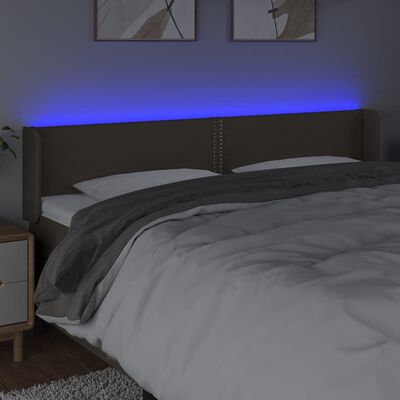 vidaXL Čelo postele s LED sivohnedé 183x16x78/88 cm látka