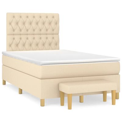 vidaXL Boxspring posteľ s matracom krémová 120x190 cm látka