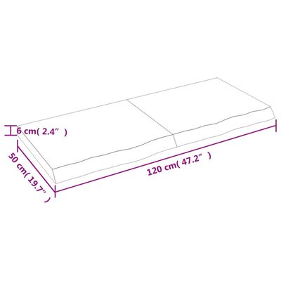 vidaXL Nástenná polica tmavohnedá 120x50x(2-6)cm ošetrený dubový masív