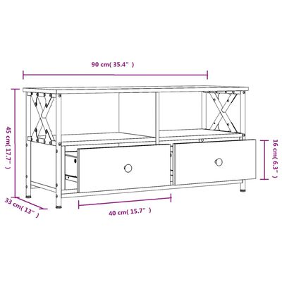 vidaXL TV skrinka čierna 90x33x45 cm spracované drevo a železo