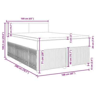 vidaXL Posteľný rám boxspring s matracom krémový 160x200 cm látka