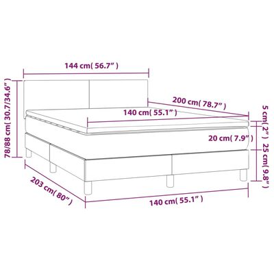 vidaXL Posteľný rám boxspring s matracom čierny 140x200 cm látka