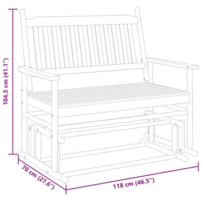 vidaXL Hojdacia lavička sivá 118x70x104,5 cm masívny topoľ