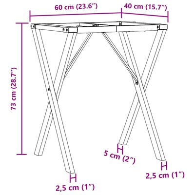 vidaXL Nohy jedálenského stola X-rám 60x40x73 cm liatina