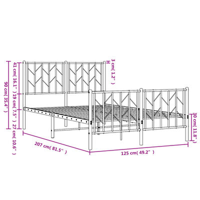 vidaXL Kovový rám postele s čelom a podnožkou čierny 120x200 cm