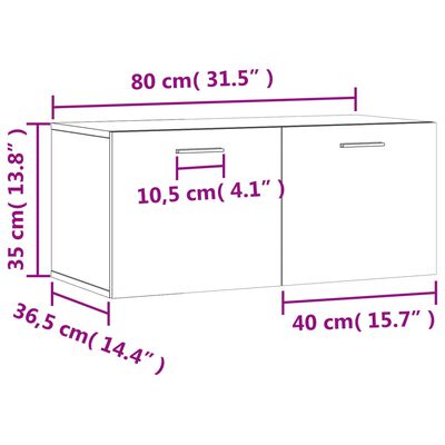 vidaXL Nástenná skrinka dymový dub 80x36,5x35 cm kompozitné drevo