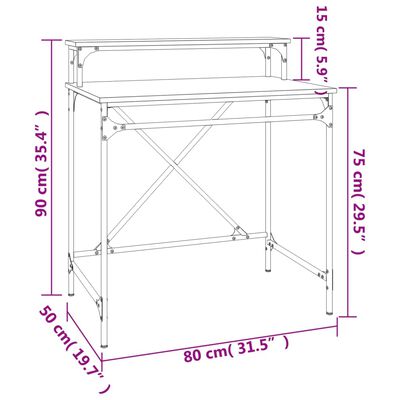 vidaXL Stôl dub sonoma 80x50x90 cm spracované drevo a železo