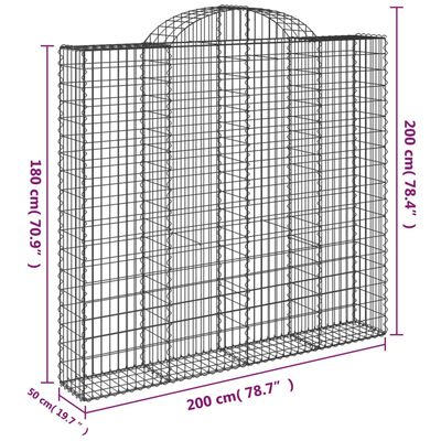 vidaXL Oblúkové gabiónové koše 9ks 200x50x180/200cm pozinkované železo