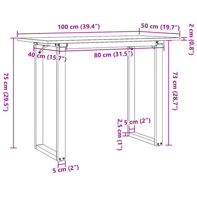 vidaXL Jedálenský stolík v tvare O 100x50x75 cm borovica a liatina