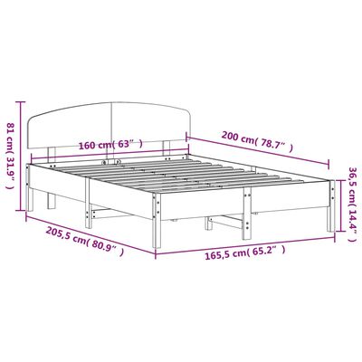 vidaXL Posteľ bez matraca voskovo hnedá 160x200 cm masívna borovica